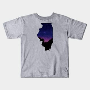 Illinois Silhouette - Starry Sunset Kids T-Shirt